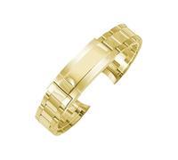 ROUHO Solides Edelstahl Uhren-Armband Schnellverschluss, Faltschließe Einsatz-Uhrenband für Rolex Daytona Submariner-Gold 20mm
