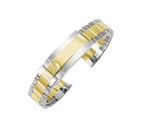 ROUHO Solides Edelstahl Uhren-Armband Schnellverschluss, Faltschließe Einsatz-Uhrenband für Rolex Daytona Submariner-Silber Gold 21mm