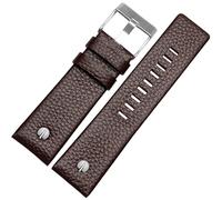 ROUHO Strukturiertes Finish Uhrenband, Dornschließe Leder Uhrenarmband für Diesel DZ4323 7312 7314 7348 1657 4318-Braun 27mm