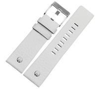 ROUHO Strukturiertes Finish Uhrenband, Dornschließe Leder Uhrenarmband für Diesel DZ4323 7312 7314 7348 1657 4318-Weiß 27mm