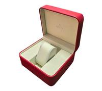 ROUHO Uhrenbox Einzeln Rot Kunstleder Holzrahmen 610g Samt Innen Display Organizer für Swiss Watch Box