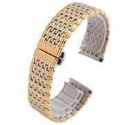 ROUHO Ultra-Dünn Metall Uhr Armband Druckknopf Uhrenschließe Ersatz Gliederarmband Kompatibel mit Longines La Grande Classique-Silber Gold 22mm