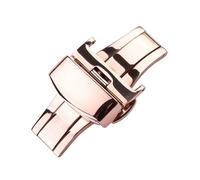 ROUHO Universal 316L Edelstahl Verschluss Lederarmband Ersatz Schmetterlingsbuckle Uhrenzubehör - Roségold 16mm