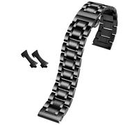 ROUHO Universal Edelstahl Uhr Armband Druckknopfschließe Ersatz Verstellbares Uhrenarmband-Schwarz 23mm