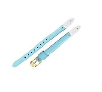 ROUHO Verschraubtes Ersatz-Uhrenarmband, Damen Echtleder Armband für Fossil Virginia ES3861 ES3269 ES3284 ES3282 ES3405 ES3921-Hellblau + Gold Schließe