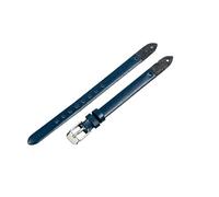 ROUHO Verschraubtes Ersatz-Uhrenarmband, Damen Echtleder Armband für Fossil Virginia ES3861 ES3269 ES3284 ES3282 ES3405 ES3921-Blau + Silber Schließe