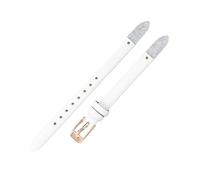 ROUHO Verschraubtes Ersatz-Uhrenarmband, Damen Echtleder Armband für Fossil Virginia ES3861 ES3269 ES3284 ES3282 ES3405 ES3921-Weiß + Roségold Schließe