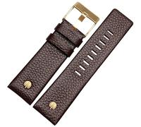 ROUHO Verstellbares Echtleder Uhrenarmband, Dornschließe Ersatz Armband für Diesel DZ4323 7312 7314 7348 1657 4318-Braun 27mm