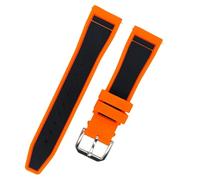 ROUHO Wasserdichtes Kautschuk Uhrenarmband, Anspruchsvolles Weiches Silikon Ersatz Armband für IWC Mark XVIII Le Petit Prince-Orange + Silber Schließe 22mm
