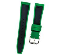 ROUHO Wasserdichtes Kautschuk Uhrenarmband, Anspruchsvolles Weiches Silikon Ersatz Armband für IWC Mark XVIII Le Petit Prince-Grün + Silber Schließe 21mm