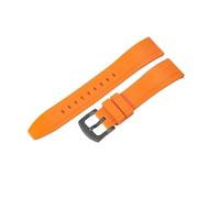 ROUHO Wasserdichtes Silikon Uhrenarmband, Schnellverschluss Fluorkautschuk Armband für Citizen Mido Seiko-Orange + Schwarz Schließe 24mm