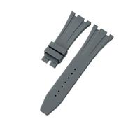 ROUHO Wasserfestes Silikon Uhrenarmband, Verstellbare Dornschließe Ersatz-Uhrenzubehör für Audemars Piguet Royal Oak Casio G-Shock GA-2100-Grau 26mm