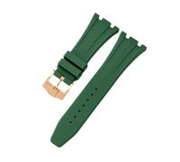 ROUHO Wasserfestes Silikon Uhrenarmband, Verstellbare Dornschließe Ersatz-Uhrenzubehör für Audemars Piguet Royal Oak Casio G-Shock GA-2100-Dunkelgrün + Gold Schnalle 26mm