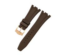ROUHO Wasserfestes Silikon Uhrenarmband, Verstellbare Dornschließe Ersatz-Uhrenzubehör für Audemars Piguet Royal Oak Casio G-Shock GA-2100-Braun + Gold Schnalle 26mm