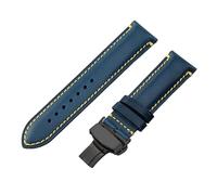 ROUHO Weiches Echtleder Uhrenarmband Haltbares Klassisches Ersatz Herrenuhr Band für Citizen JY8037 JY8031 CB5848 AT8040-Blau + Schwarz Faltschließe 23mm