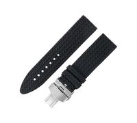ROUHO Weiches Silikon Sport Uhrenarmband, Schweißfestes Ersatz Kautschukarmband für Chopard Classic Racing 168511-3001 168511-3015-Schwarz + Silber Faltschließe 23mm