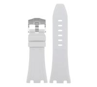 ROUHO Weiches Silikon Uhrenarmband 27mm, Ersatz Uhrenband Wasserdichtes Kautschuk Armband für Audemars Piguet Royal Oak 15500/15510 26331-Weiß + Silber Schließe