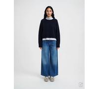 ROUND NECK PULLOVER CABLE HEM L
