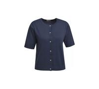 roundneck cardigan w placket + 3/4 sleeve Blau XL