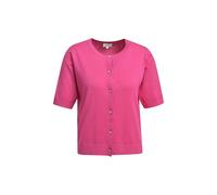 roundneck cardigan w placket + 3/4 sleeve Pink XL
