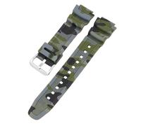 ROUREOX 18mm Camo Silikon Uhrenarmband Herren Sport Kautschukband Wasserdicht Ersatz Dornschließe für Casio AQ-S810W/AE-1200/1300/SGW-300/AEQ-110W-4 + Silber 18MM