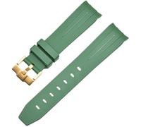 ROUREOX 20mm Gummi Uhrband Ersatzarmband Accessoire für Herren für Rolex Daytona GMT-Master II Dayjust-Grün + Gold Schnalle