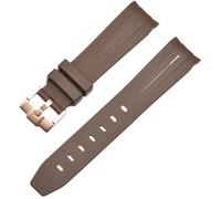 ROUREOX 21mm Gummi Uhrband Ersatzarmband Accessoire für Herren für Rolex Daytona GMT Yacht-Master-Braun + Rose Gold Schnalle