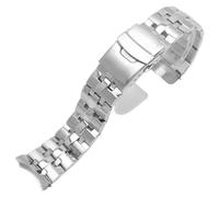 ROUREOX 22MM 316L Edelstahl Ersatz Uhrarmband, Metall Gebogenes Ende Uhrarmband für Casio Edifice EF-533/EF-558/EF-559/EFR-520-Silber EF-558 22MM