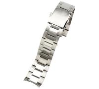 ROUREOX 22MM Festmetall Ersatz Uhrarmband, Gewölbtes Ende Edelstahl Armband, Zubehör für Casio MTP-1375/1374-Poliertes Silber 22MM