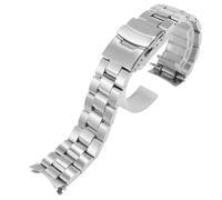 ROUREOX 22MM Gebürsteter Stahl Einsatz Uhrarmband Gebogen, Männer Metall Faltschnalle Uhrarmband für Casio Edifice EF-527D-1AV-Silber 22MM