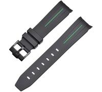 ROUREOX 22mm Gummi Uhrband Ersatzarmband Accessoire für Herren für Rolex Daytona Submariner GMT Yacht-Master-Schwarz + Grüne Linie + Schwarze Schnalle
