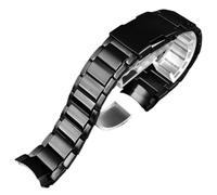 ROUREOX 22MM Herren Edelstahl Ersatz Uhrarmband, Metall Gebogenes Ende Uhrarmband für Casio Edifice EQB-500/EQB-501/EQB-800-Schwarz 22MM