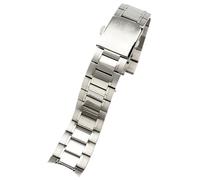 ROUREOX 22MM Herren Klassisches Edelstahl Uhrarmband, Solid Metall Armband, Bogen Ersatz Armband-Poliertes Silber 22MM für Casio Casio MTP-1375/5374/1374
