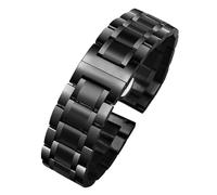 ROUREOX 22MM Metall Uhrarmband Gerades Ende, 316L Edelstahl Ersatz Uhrarmband für Emporio Armani AR60024/AR60025/AR60028/AR11238/AR11239-Schwarz A 22MM