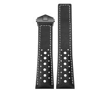 ROUREOX 22mm Rally Leder Uhrenarmband Perforiert, Racing Echtleder Ersatzband mit Faltschließe für Tag Heuer Monaco Gulf Oil Collaboration CBL2115-Schwarz+Weiß+Schwarz