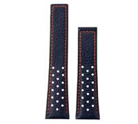 ROUREOX 22mm Vintage Leder Uhrenarmband Perforiert, Racing Leder Ersatzband mit Faltschließe für Tag Heuer Monaco Carrera-Blau+Orange