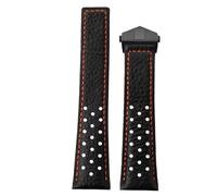 ROUREOX 22mm Vintage Leder Uhrenarmband Perforiert, Racing Leder Ersatzband mit Faltschließe für Tag Heuer Monaco Carrera-Schwarz+Orange+Schwarz