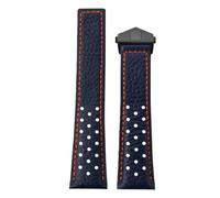 ROUREOX 22mm Vintage Leder Uhrenarmband Perforiert, Racing Leder Ersatzband mit Faltschließe für Tag Heuer Monaco Carrera-Blau+Orange+Schwarz