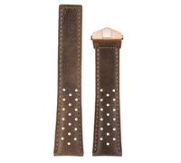 ROUREOX 22mm Vintage Leder Uhrenarmband Perforiert, Racing Leder Ersatzband mit Faltschließe für Tag Heuer Monaco Carrera-Grau+Roségold
