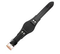 ROUREOX 22mm Weiches Echtleder-Uhrenarmband Edelstahl-Schloss Herren-Rindleder-Uhrenband für FOSSIL CH2564 CH2565-Schwarz B+Roségold