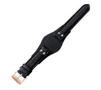 ROUREOX 22mm Weiches Echtleder-Uhrenarmband Edelstahl-Schloss Herren-Rindleder-Uhrenband für FOSSIL CH2564 CH2565-Schwarz A+ Roségold