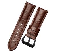 ROUREOX 26mm Uhrenarmband aus Handgenarbtem Leder, Ersatzband mit Polierter Edelstahl-Dornschließe für Panerai Radiomir & Luminor Series-Braun Braun+Schwarz 24mm