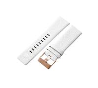 ROUREOX 27mm Leder-Uhrenband Ersatz Edelstahl-Schloss Rindleder-Uhrenarmband für Diesel DZ4323 7312 7314 1657 4318-Weiß + Roségold