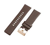 ROUREOX 27mm Leder-Uhrenband Ersatz Edelstahl-Schloss Rindleder-Uhrenarmband für Diesel DZ4323 7312 7314 1657 4318-Braun + Roségold
