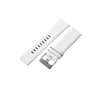 ROUREOX 27mm Leder-Uhrenband Ersatz Edelstahl-Schloss Rindleder-Uhrenarmband für Diesel DZ4323 7312 7314 1657 4318-Weiß + Silber