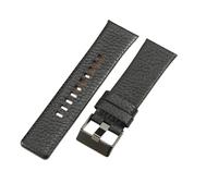 ROUREOX 27mm Leder-Uhrenband Ersatz Edelstahl-Schloss Rindleder-Uhrenarmband für Diesel DZ4323 7312 7314 1657 4318-Schwarz
