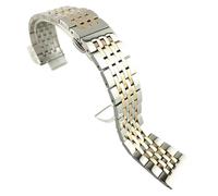 ROUREOX 316L-Edelstahl Faltschließe-Armband, Massives Metallarmband Gerades Ende für Tissot T41-Silber Rose Gold 18MM