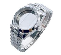 ROUREOX 36mm 40mm Uhrengehäuse Abgerundet 3-Glieder Armband Set Saphirglas NH35 NH36 Glatte Lünette Mod Teile Silber für Rolex Oyster Perpetual/Datejust-B 40MM