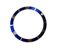 ROUREOX 37,5mm Ersatz Aluminium Lünetteneinsatz, Alu Uhrenring Uhrenreparatur Zubehör für Rolex Submariner Date 16610LV-Blau + Gold