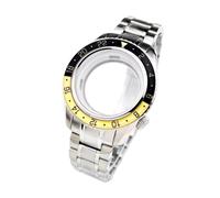 ROUREOX 44mm GMT Uhrengehäuse Leuchtende Keramik Lünette Saphirglas Edelstahl Armband NH34 NH35 Werk Modding für Grand Seiko-B5 Gold 44MM